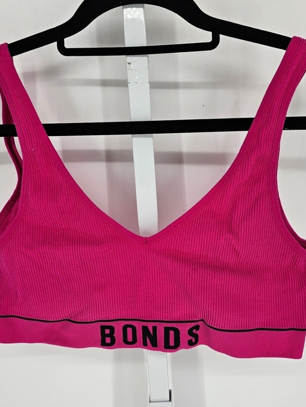 Bonds Originals Womens Sz XL Low Impact Sports Bra Ribbed Bright Pink